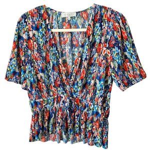 WAYF Floral Print Pleated Top